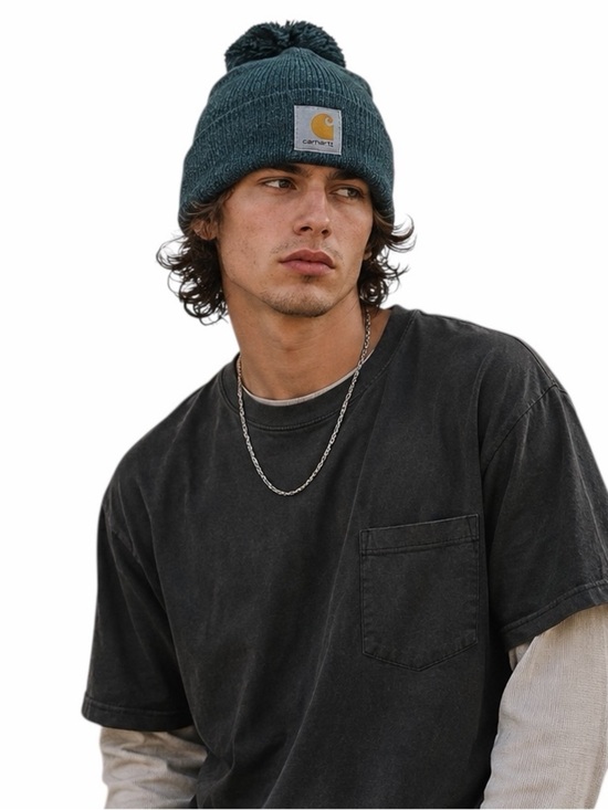 Carhartt Other - Carhartt Gray Knit Pom-Pom Cuffed Beanie Gorpcore Unisex